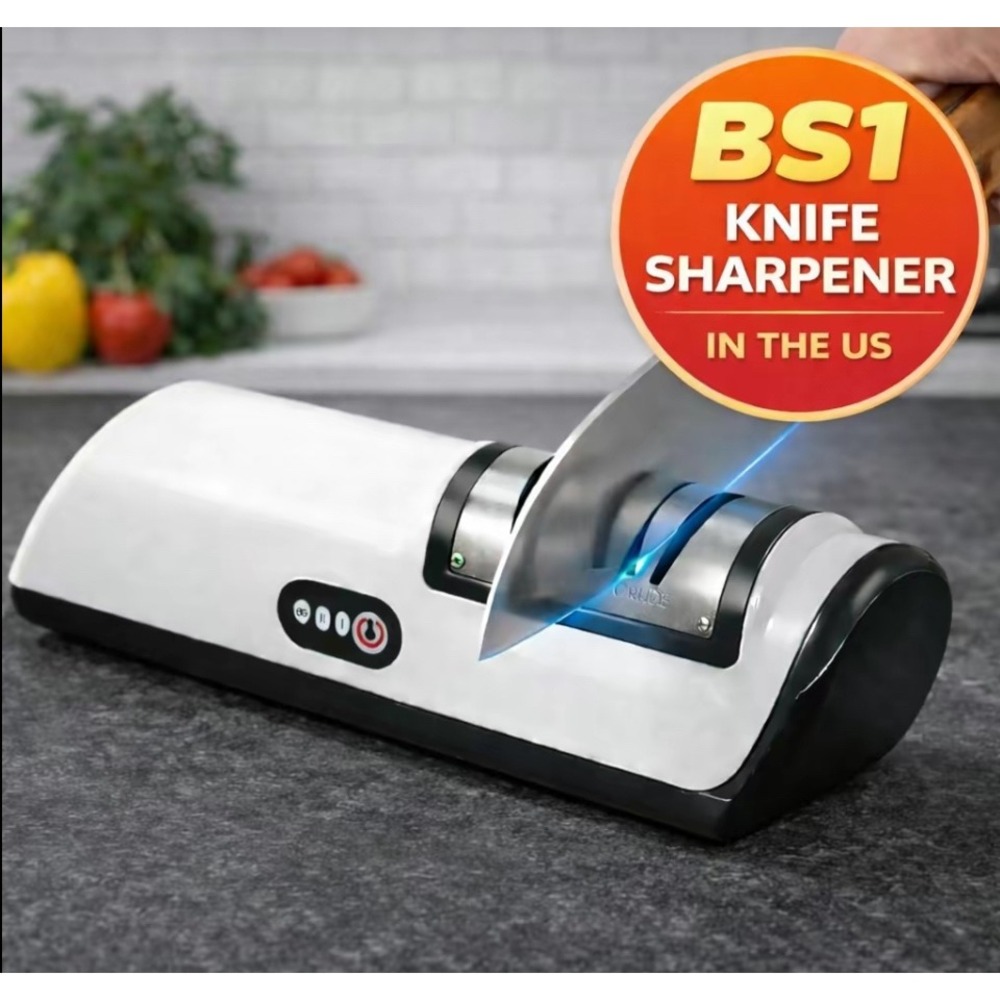 BS1 Electric Knife Sharpener Professional Kitchen Tool White Black Multi-Stage